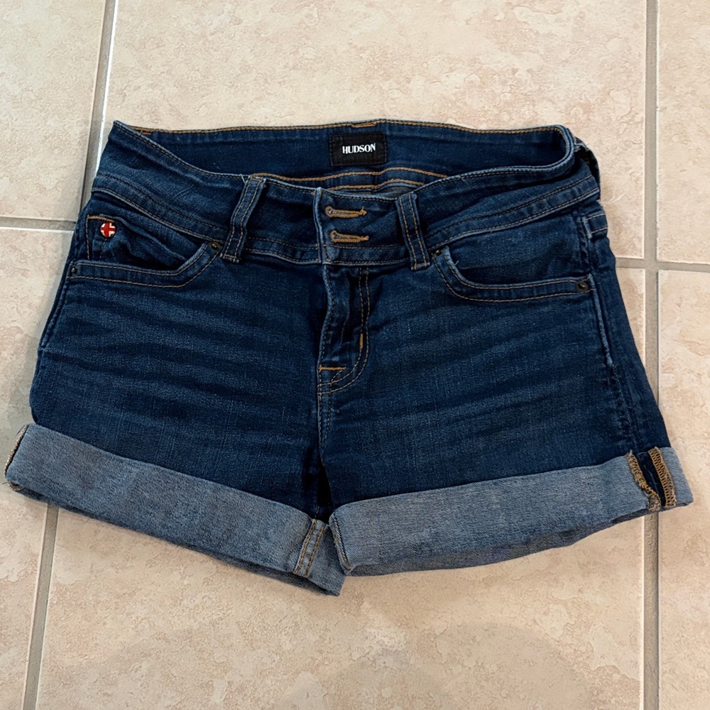 Hudson Jeans Women's Dark Blue Cuffed Denim Shorts